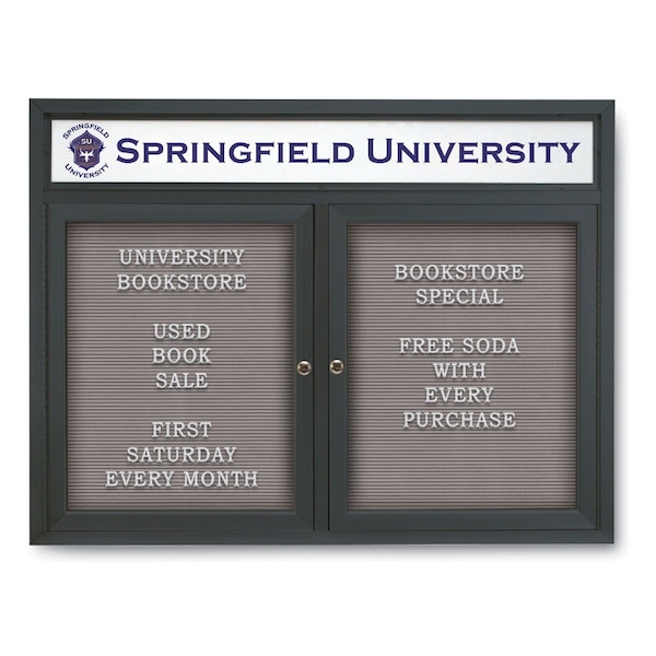 Indoor Enclosed Combo Board, 42"x32", Bronze Frame/White Porc & Burgundy